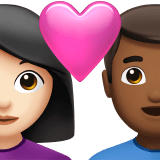 Apple design of the couple with heart: woman man light skin tone medium-dark skin tone emoji verson:ios 16.4