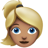 Apple design of the woman: medium skin tone blond hair emoji verson:ios 16.4