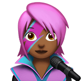 Apple design of the woman singer: medium-dark skin tone emoji verson:ios 16.4