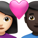 Apple design of the couple with heart: woman man light skin tone dark skin tone emoji verson:ios 16.4