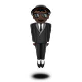 Apple design of the person in suit levitating: dark skin tone emoji verson:ios 16.4