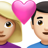 Apple design of the couple with heart: woman man medium-light skin tone light skin tone emoji verson:ios 16.4