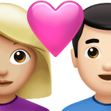 Apple design of the couple with heart: woman man medium-light skin tone light skin tone emoji verson:ios 16.4