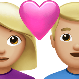 Apple design of the couple with heart: woman man medium-light skin tone emoji verson:ios 16.4