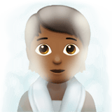 Apple design of the person in steamy room: medium-dark skin tone emoji verson:ios 16.4
