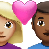 Apple design of the couple with heart: woman man medium-light skin tone medium-dark skin tone emoji verson:ios 16.4