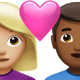 Apple design of the couple with heart: woman man medium-light skin tone medium-dark skin tone emoji verson:ios 16.4