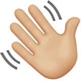 Apple design of the waving hand: medium-light skin tone emoji verson:ios 16.4