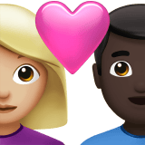 Apple design of the couple with heart: woman man medium-light skin tone dark skin tone emoji verson:ios 16.4