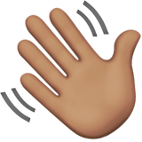 Apple design of the waving hand: medium skin tone emoji verson:ios 16.4