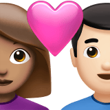 Apple design of the couple with heart: woman man medium skin tone light skin tone emoji verson:ios 16.4