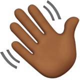Apple design of the waving hand: medium-dark skin tone emoji verson:ios 16.4