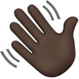 Apple design of the waving hand: dark skin tone emoji verson:ios 16.4