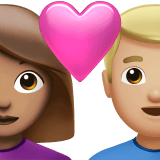 Apple design of the couple with heart: woman man medium skin tone medium-light skin tone emoji verson:ios 16.4