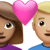 Apple design of the couple with heart: woman man medium skin tone medium-light skin tone emoji verson:ios 16.4