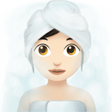 Apple design of the woman in steamy room: light skin tone emoji verson:ios 16.4