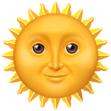 Apple design of the sun with face emoji verson:ios 16.4