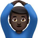 Apple design of the man gesturing OK: dark skin tone emoji verson:ios 16.4