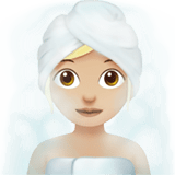 Apple design of the woman in steamy room: medium-light skin tone emoji verson:ios 16.4