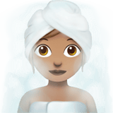 Apple design of the woman in steamy room: medium skin tone emoji verson:ios 16.4