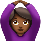 Apple design of the woman gesturing OK: medium-dark skin tone emoji verson:ios 16.4