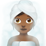 Apple design of the woman in steamy room: medium-dark skin tone emoji verson:ios 16.4