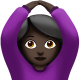 Apple design of the woman gesturing OK: dark skin tone emoji verson:ios 16.4