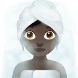 Apple design of the woman in steamy room: dark skin tone emoji verson:ios 16.4