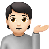 Apple design of the person tipping hand: light skin tone emoji verson:ios 16.4
