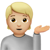 Apple design of the person tipping hand: medium-light skin tone emoji verson:ios 16.4