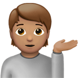 Apple design of the person tipping hand: medium skin tone emoji verson:ios 16.4