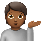 Apple design of the person tipping hand: medium-dark skin tone emoji verson:ios 16.4