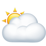 Apple design of the sun behind large cloud emoji verson:ios 16.4
