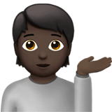 Apple design of the person tipping hand: dark skin tone emoji verson:ios 16.4