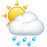 Apple design of the sun behind rain cloud emoji verson:ios 16.4