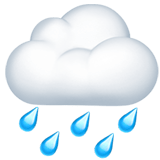 Apple design of the cloud with rain emoji verson:ios 16.4
