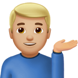 Apple design of the man tipping hand: medium-light skin tone emoji verson:ios 16.4