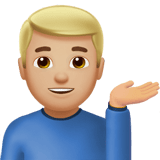 Apple design of the man tipping hand: medium-light skin tone emoji verson:ios 16.4