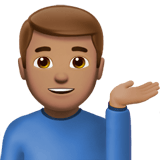 Apple design of the man tipping hand: medium skin tone emoji verson:ios 16.4