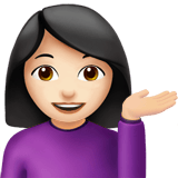 Apple design of the woman tipping hand: light skin tone emoji verson:ios 16.4