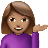 Apple design of the woman tipping hand: medium skin tone emoji verson:ios 16.4