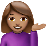 Apple design of the woman tipping hand: medium skin tone emoji verson:ios 16.4