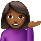 Apple design of the woman tipping hand: medium-dark skin tone emoji verson:ios 16.4
