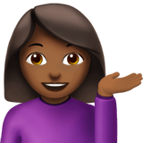 Apple design of the woman tipping hand: medium-dark skin tone emoji verson:ios 16.4