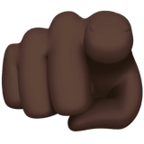 Apple design of the index pointing at the viewer: dark skin tone emoji verson:ios 16.4