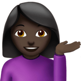 Apple design of the woman tipping hand: dark skin tone emoji verson:ios 16.4