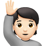 Apple design of the person raising hand: light skin tone emoji verson:ios 16.4