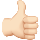 Apple design of the thumbs up: light skin tone emoji verson:ios 16.4