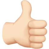 Apple design of the thumbs up: light skin tone emoji verson:ios 16.4
