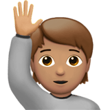 Apple design of the person raising hand: medium skin tone emoji verson:ios 16.4